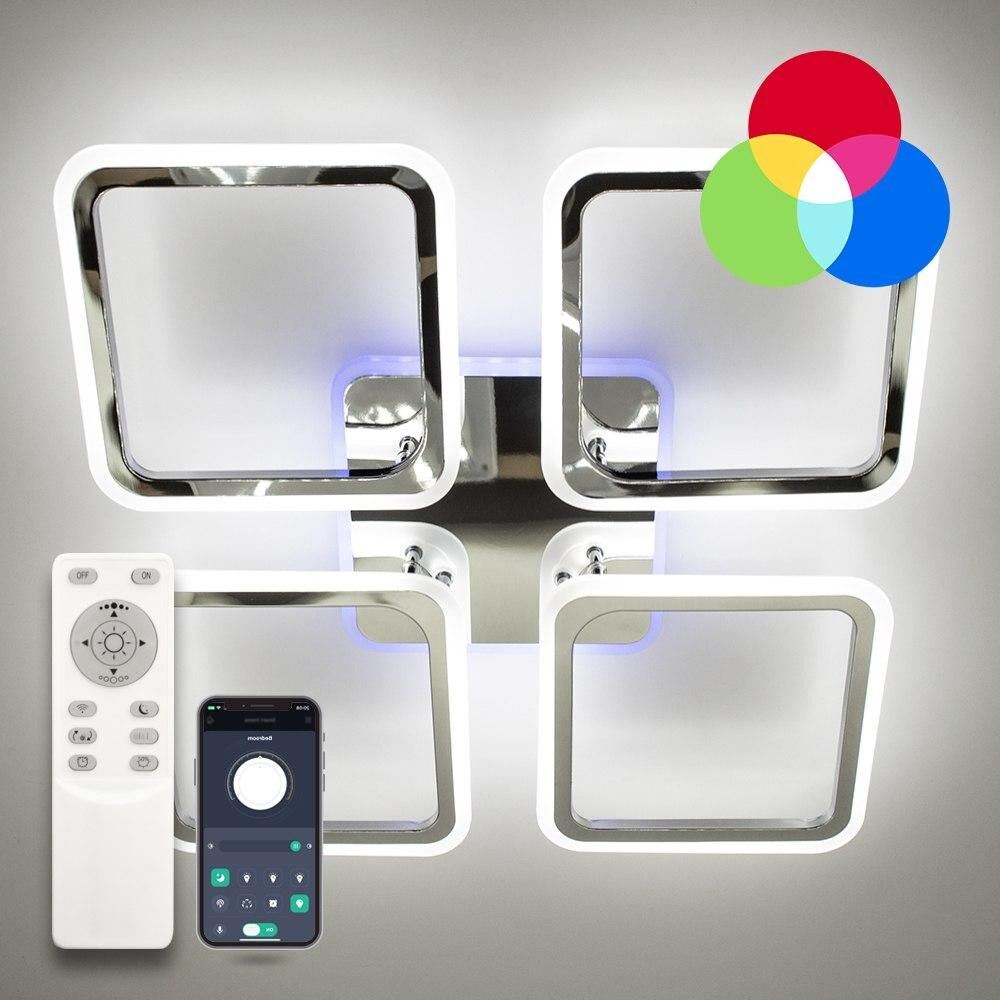 Світильник LED стельовий LUMINARIA LOOK RGB 120W 4Q CHROME (з пультом)