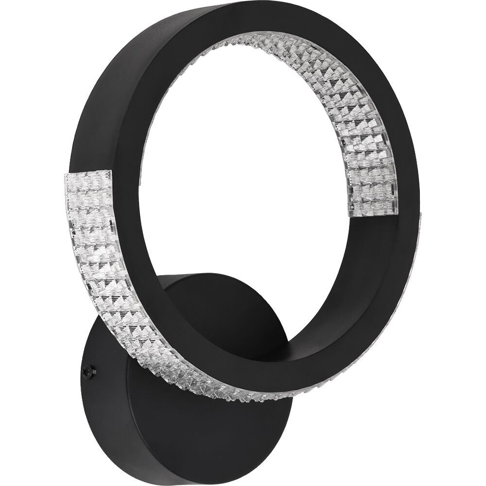 Світильник LED настінний, бра LUMINARIA AKRILIKA ROUND 17W 1R ON/OFF BLACK/CLEAR