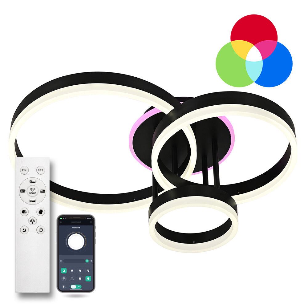Світильник LED стельовий LUMINARIA GENNY ROUND RGB 80W 4R BLACK (з пультом)