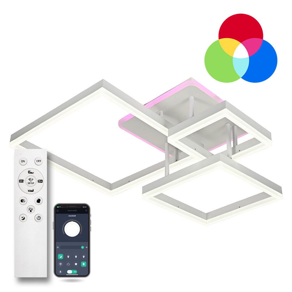 Світильник LED стельовий LUMINARIA GENNY SQUARE RGB 105W 4S WHITE (з пультом)