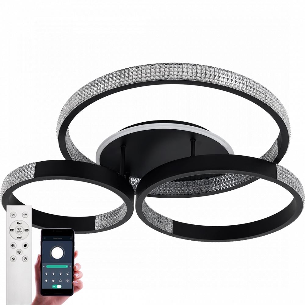 Світильник LED стельовий LUMINARIA AKRILIKA ROUND 100W 4R BLACK/CLEAR (з пультом)