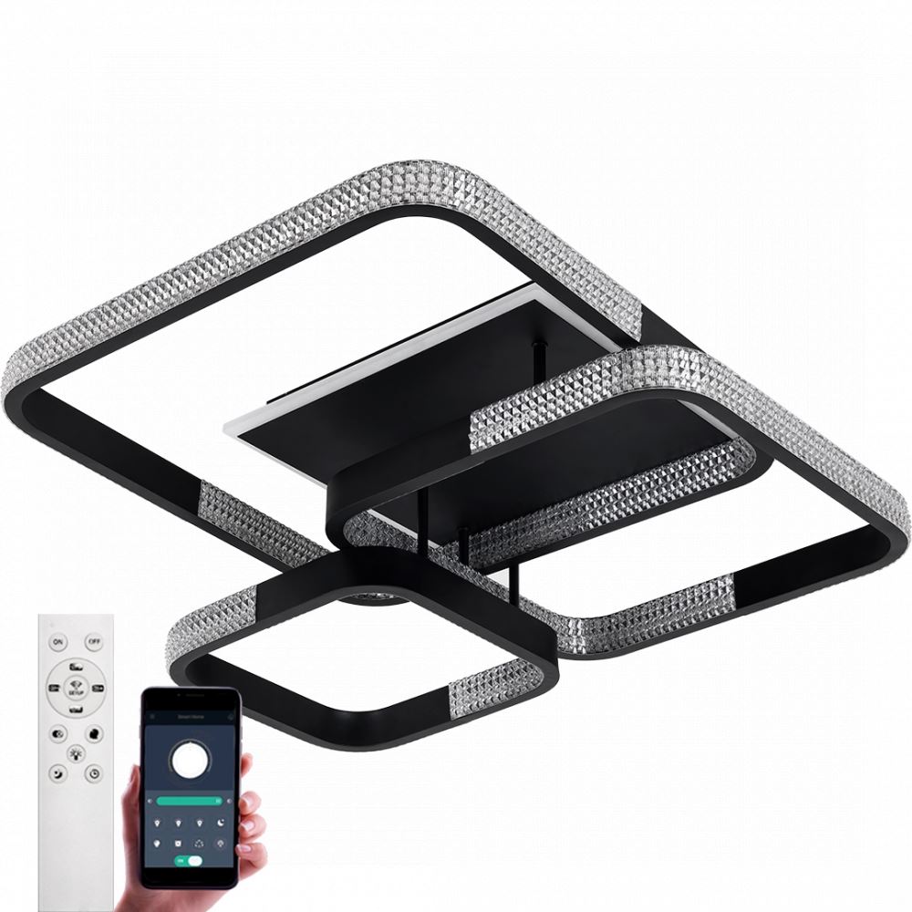 Світильник LED стельовий LUMINARIA AKRILIKA SQUARE 130W 4S BLACK/CLEAR (з пультом)