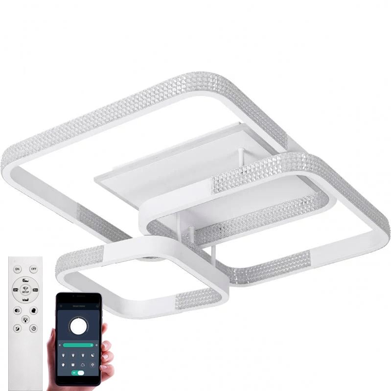 Світильник LED стельовий LUMINARIA AKRILIKA SQUARE 130W 4S WHITE/CLEAR (з пультом)