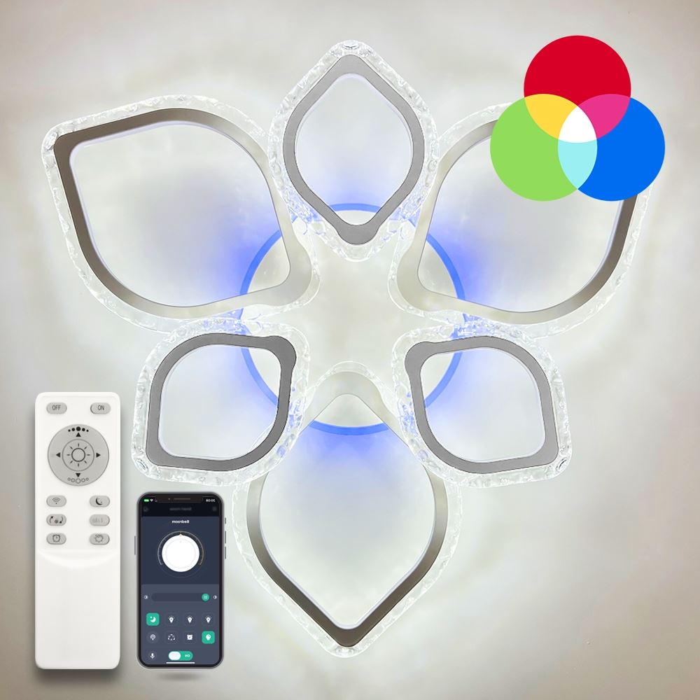Світильник LED стельовий LUMINARIA AZALIA RGB 80W+10W 6R WHITE/ICE (з пультом)